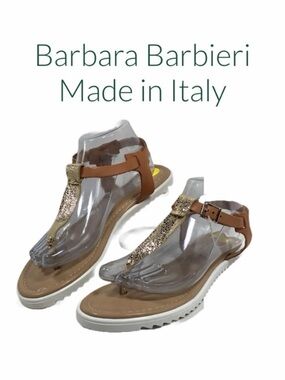 Barbara Barbeiri‎ Made in Italy Leather Metallic Sandals